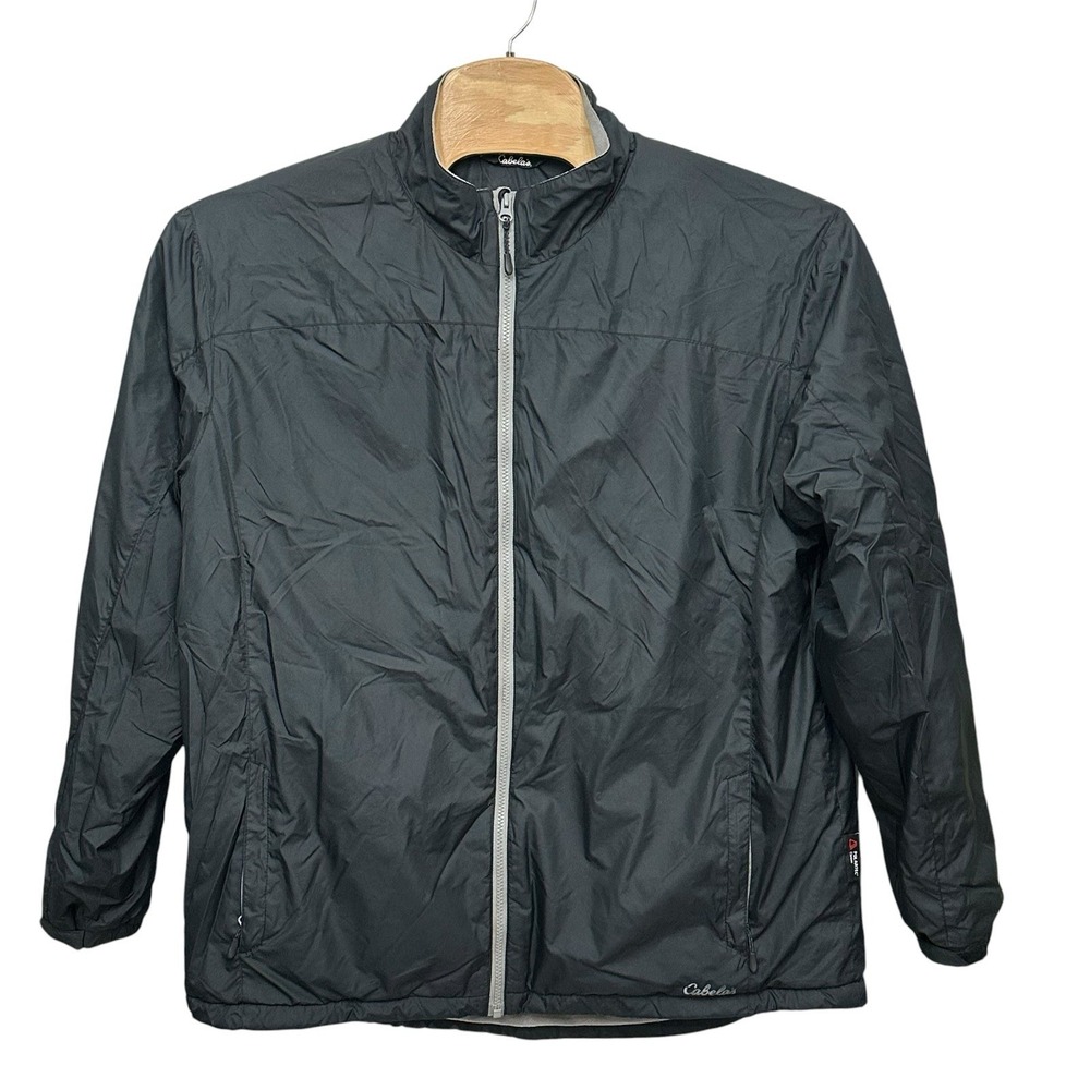 Cabela's Fleece Lined Windbreaker Outdoor Zip Up Jacket Black Men's Size XLT